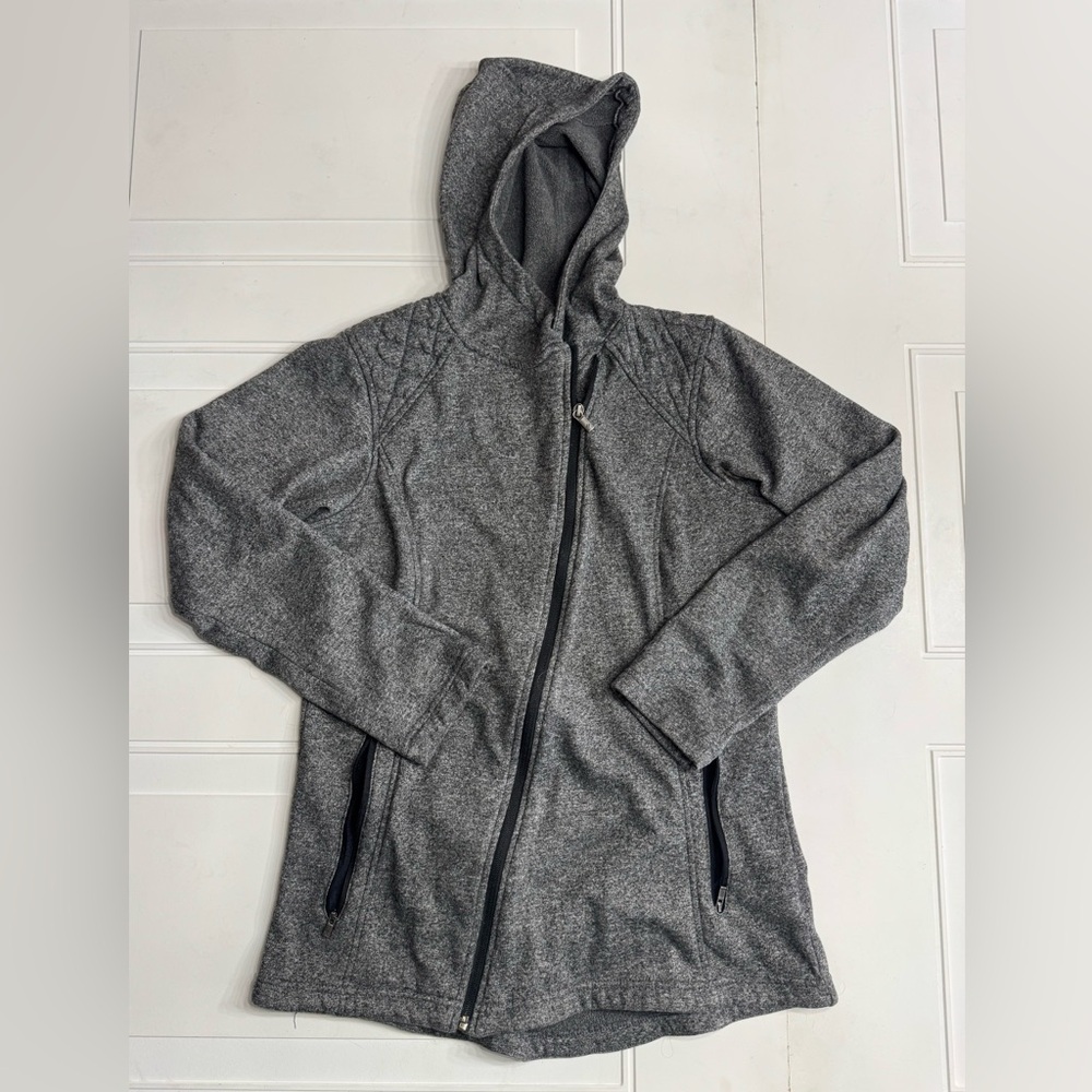 Columbia Gray Asymmetrical Zip Up Fleece Hoodie Hooded Sweatshirt Size L